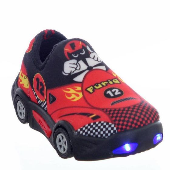 Imagem de Tenis Infantil Masculino Carros furioso Vermelho com luz de led