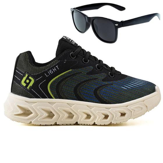 Imagem de Tenis Infantil Masculino Meninos Escolar Casual Calce Facil Basico + Oculos