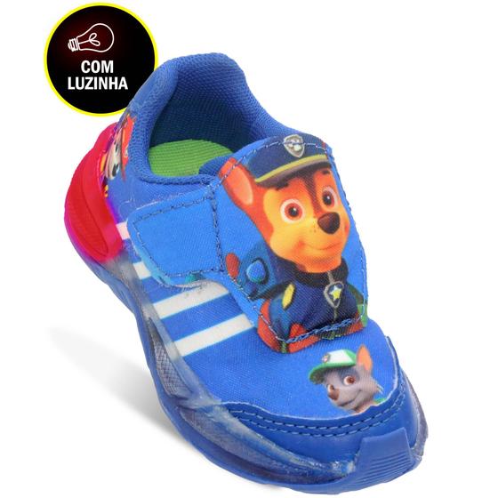 Imagem de Tenis infantil masculino Patrulha Canina Azul Sem Cadarço Com Luzinha Led Pc