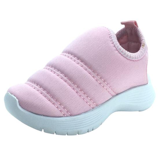 Imagem de Tenis Infantil Menina Calce Facil Leve E Confortável  Macio Estiloso Escolar Resistente Meia Rosa Anatômico