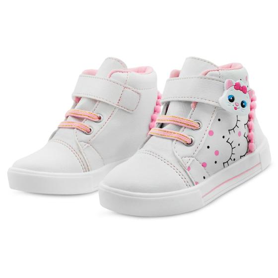 Imagem de Tênis Infantil Menina Cano Alto Casual Feminino Gatinha Mzkid