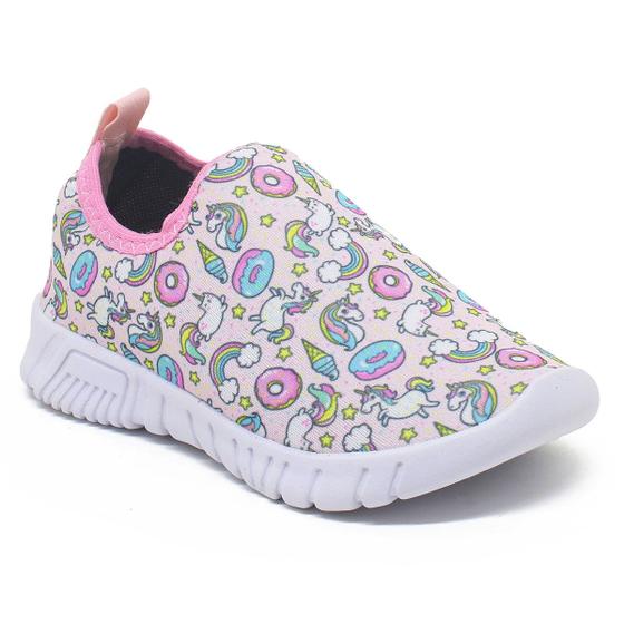 Imagem de Tênis Infantil Menina Feminina Escolar Calce Facil Rosa Leve Confortável Unicórnio