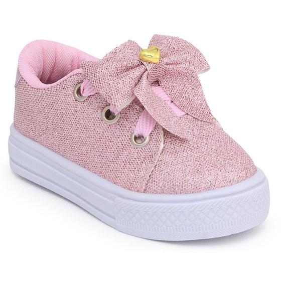 Imagem de Tênis Infantil Menina Glitter Rosa Laço