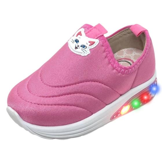 Imagem de Tênis Infantil Menina Luz Conforto Gatinha Casual Molekinha