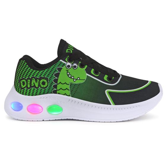Imagem de Tenis Infantil Menino Com Luz Led Dino Luminoso Colegial