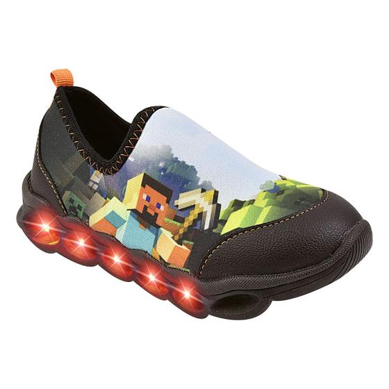 Imagem de Tênis Infantil Menino Jogging Minecraft Led Conforto Casual