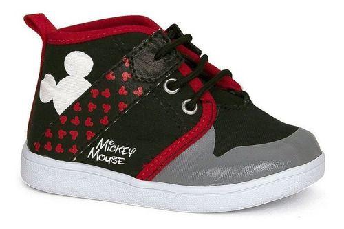 Imagem de Tênis Infantil Mickey Mouse Disney Nº27 Cor Preto com Vermelho - Sugar Shoes