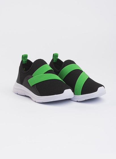 Imagem de Tênis Infantil Molekada Menino Preto e Verde Flexível Slip On