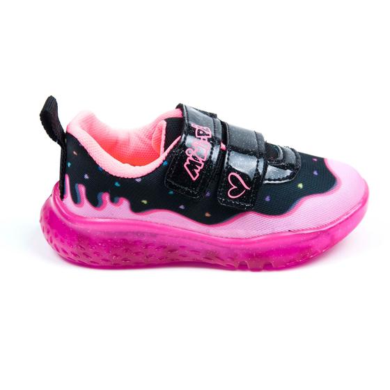 Imagem de Tenis Infantil Preto Pink tiras autocolantes Com Led Ref mp2330