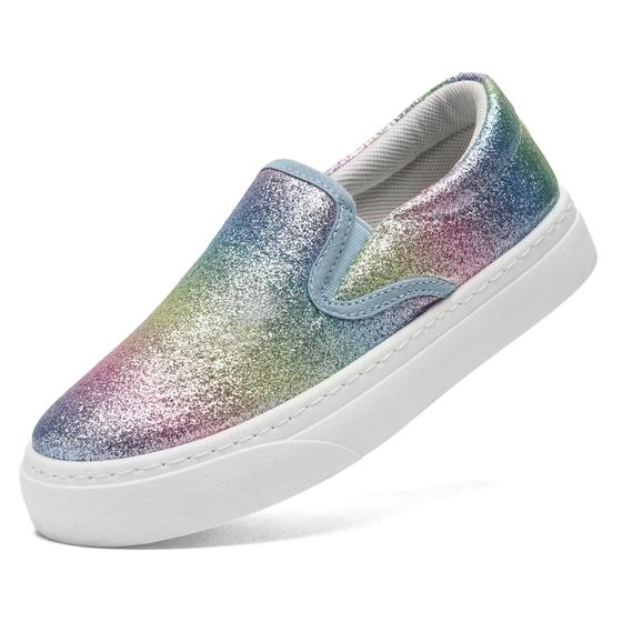 Imagem de Tênis infantis xinlanlin Rainbow Gradient Canvas Slip On