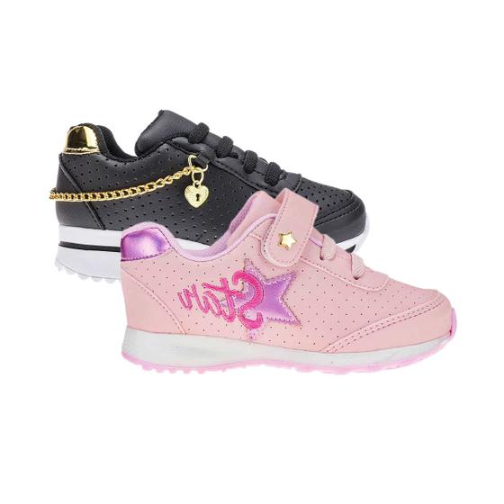 Tênis Infantl de Menina Escolar - KIT 2 PARES Tam 24 ao 34 - sapatinhos ...