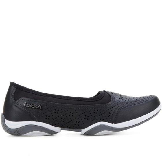 Imagem de Tênis Kolosh Feminino Slip-On Calce Fácil Recortes Laser Preto