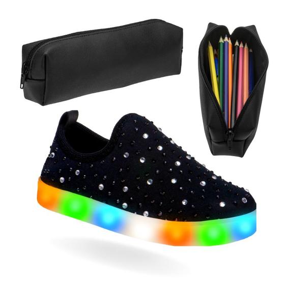 Tênis Led Infantil Feminino Sapato Luz de Led Para Meninas e