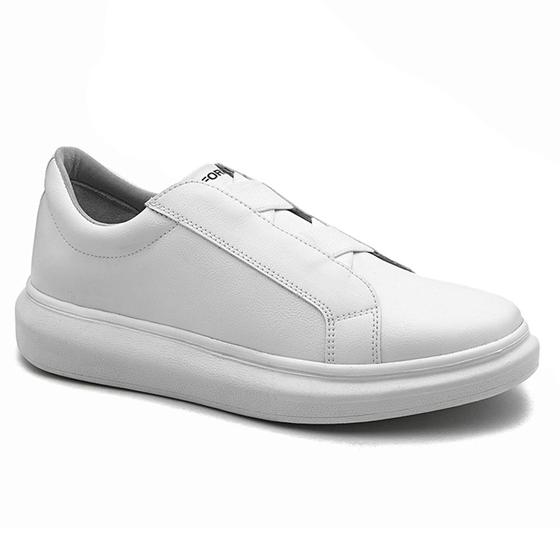 Imagem de Tenis Masculino Branco Casual Confortável Couro Urbano Elegante Leve Sola de Borracha 60421