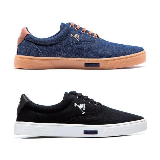 Imagem de Tênis Masculino Casual Em Lona Polo Joy Solado Reto Kit 2