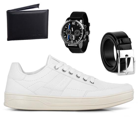 Imagem de Tenis Masculino Casual Kit Sapato Relogio Carteira e Cinto Elegante