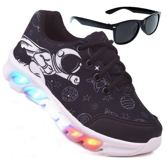 Imagem de Tenis Masculino De Led Infantil Astronauta Personagem DIversão Luzinha + Oculos