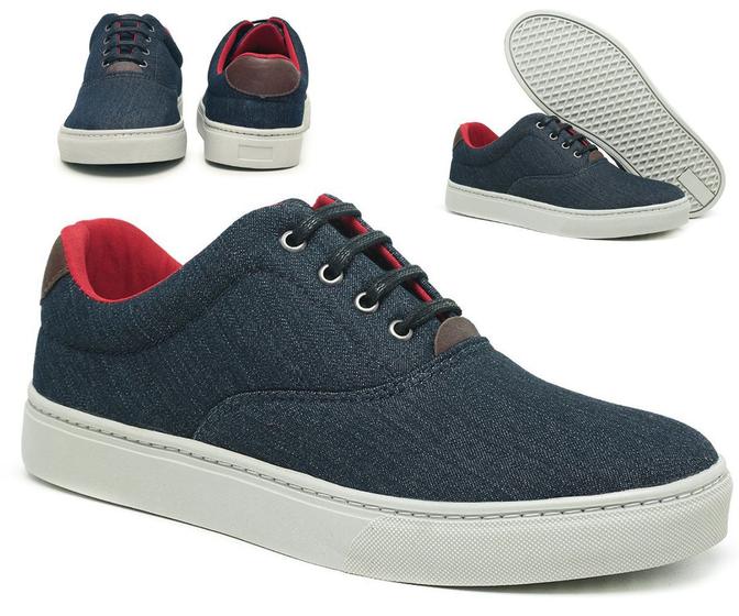 Imagem de Tênis Masculino Sapatênis Casual Mocassim Parlo Open Urbano Estiloso Original - Azul