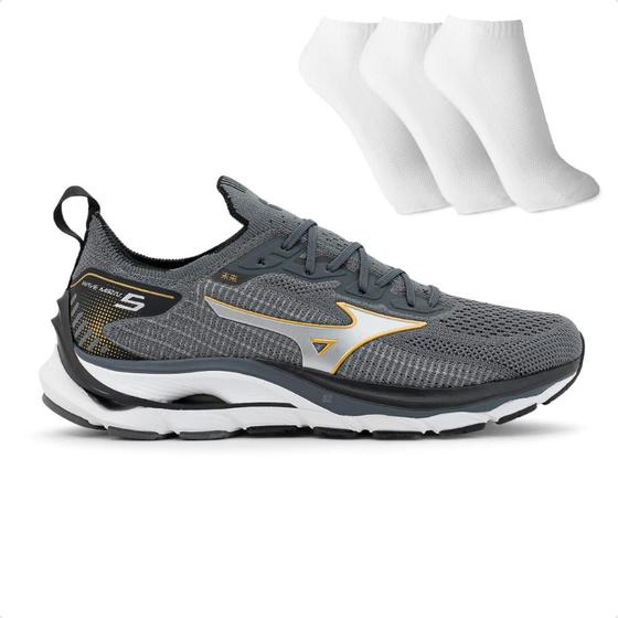 Imagem de Tênis Mizuno Wave Mirai 5 Masculino + 3 Pares de Meias