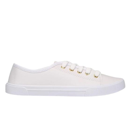 Imagem de Tênis Moleca Feminino Casual Minimalista Cadarços Branco