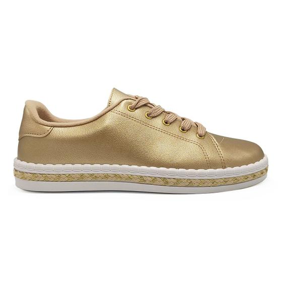 Imagem de Tênis Moleca Feminino Casual Napa Metalizado Dourado Trançado 5790.100