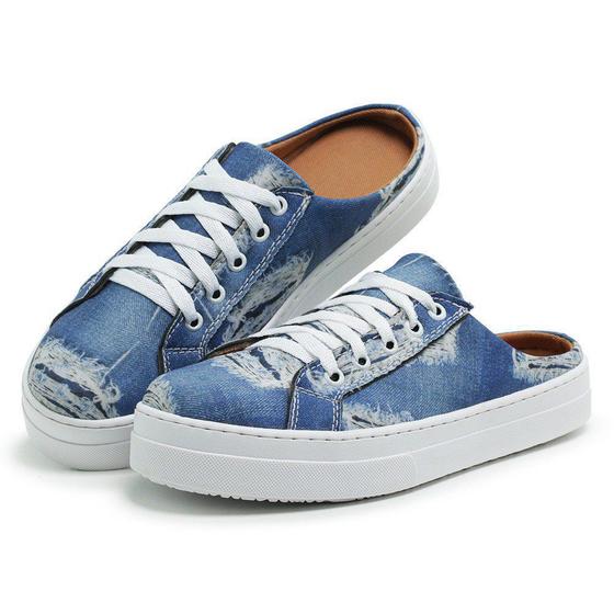Tênis Mule Feminino Jeans Azul Menor preço em Tênis Mule Feminino Jeans Azul