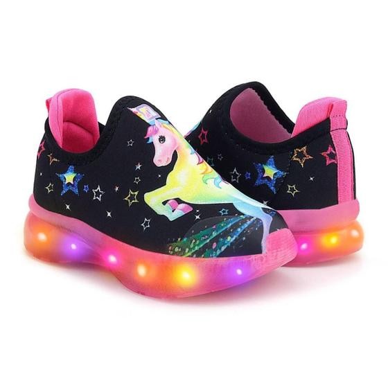 Imagem de Tenis Novopé 32001170 2643 Led Unicórnio Calce Fácil Infantil