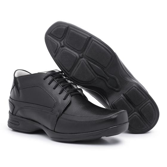 Tênis Ortopédico Masculino com Cadarço em Couro Anti-Stress Casual Social Menor preço em Tênis Ortopédico Masculino com Cadarço em Couro Anti-Stress Casual Social