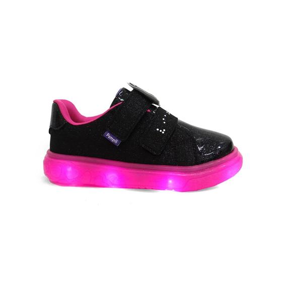 Imagem de Tenis Pampili Infantil Sneaker Luz 483.003 Preto/Fucsia