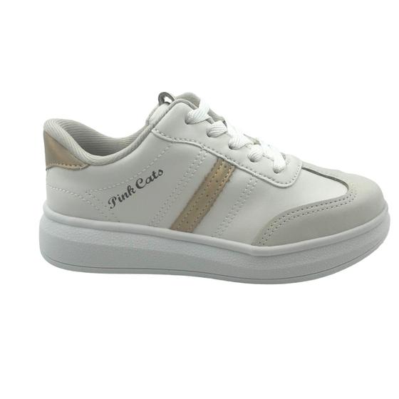 Imagem de Tênis Pink Cats Flat Form com Cadarço Branco 4641