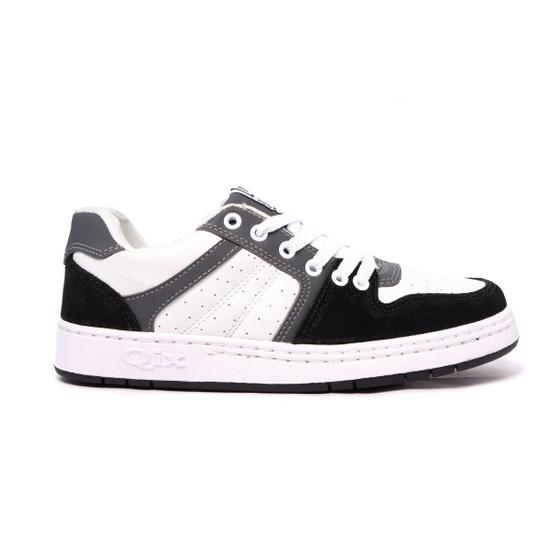 Imagem de TENIS QIX 80s RETRO CINZA CHUMBO BRANCO PRETO