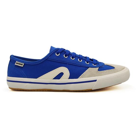 Imagem de Tênis Rainha Volei Futsal Casual Masculino Lona Camurçado Azul Branco VL2500