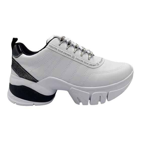 Imagem de Tênis Ramarim Feminino Branco Preto Sneaker Sola Alta 80102 Original