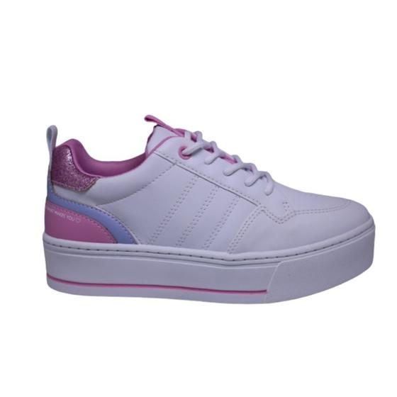 Imagem de Tenis ramarim feminino caixa alta branco/azul/rosa com brilho