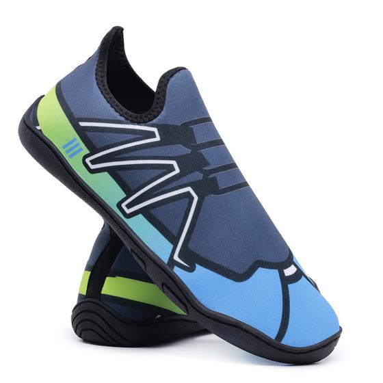 Imagem de Tênis Sapatilha Unissex Acqua Hibrida Estampado Azul Esporte Aquática Piscina Praia