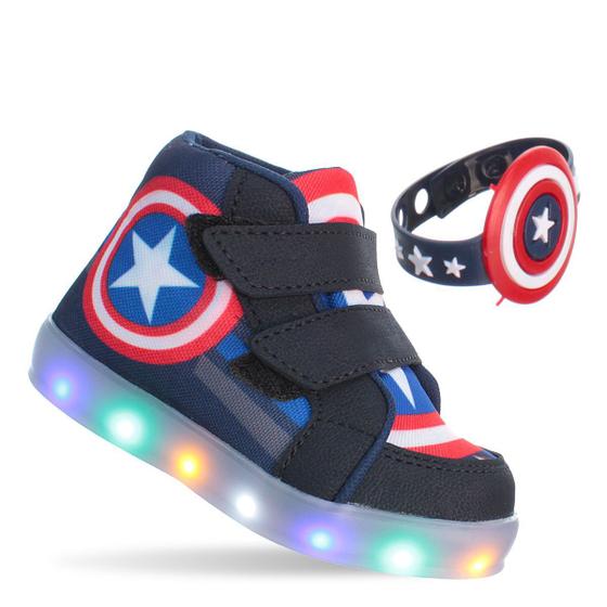 Tênis Sapato com Luz de Led America Azul Criança Meninos Infantil Masculino - Pemania Imagem de Tênis Sapato com Luz de Led America Azul Criança Meninos Infantil Masculino