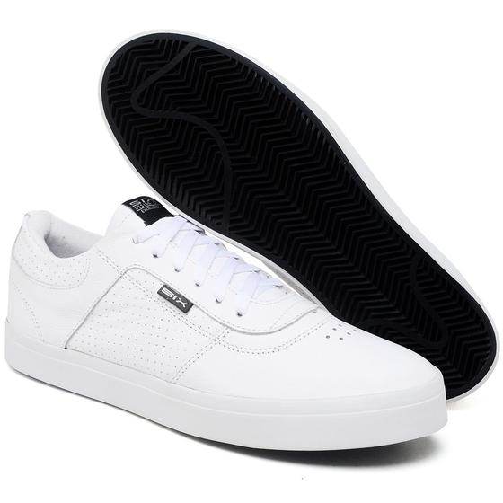 Imagem de Tênis Skate Masculino Slip Six Street em Couro Branco