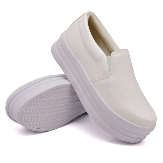 Imagem de Tenis Slip On Autem Originals Liso com Elastico e Sola Alta Detalhe Listras
