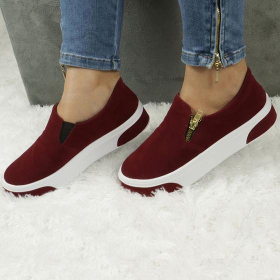 Imagem de Tenis Slip On Camurça Feminino Veludo Confortavel Leve Macio - 503 - GG