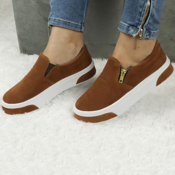 Imagem de Tenis Slip On Camurça Feminino Veludo Confortavel Leve Macio - 503 - GG