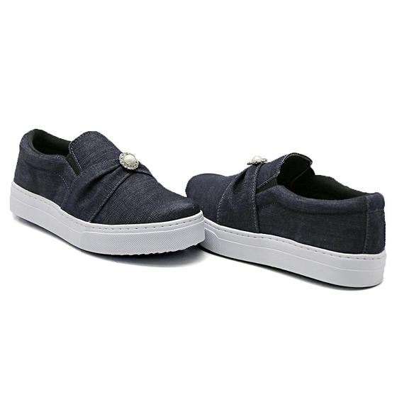 Imagem de Tênis Slip On Casual Dk Shoes com Elástico Detalhe em Pedra e Sola Borracha Reta