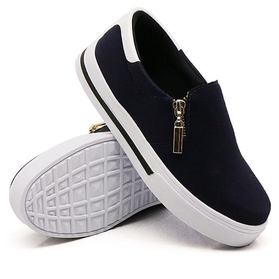 Imagem de Tênis Slip On Casual Dk Shoes com Zíper Lateral e Sola Borracha com Listra