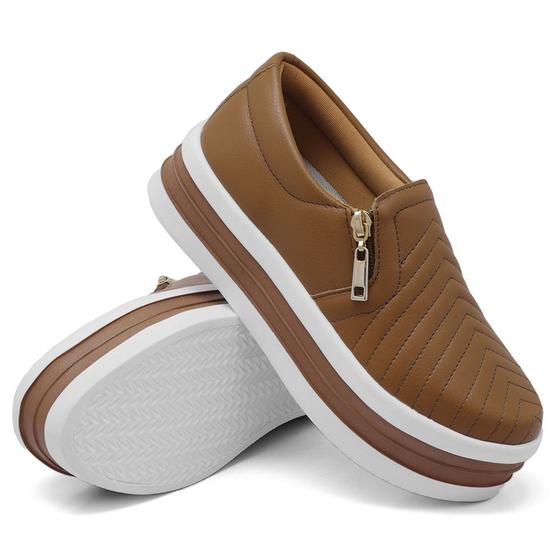 Imagem de Tênis Slip On Casual Dk Shoes com Ziper Lateral e Sola Borracha com Listras