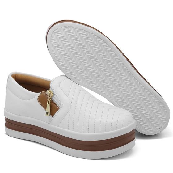 Imagem de Tênis Slip On Casual Dk Shoes com Ziper Lateral e Sola Borracha com Listras