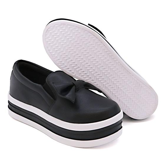 Imagem de Tenis Slip On Casual Yoyo Store com Laço e Sola Alta Reta Detalhe Listras