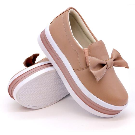Imagem de Tenis Slip On Casual Yoyo Store com Laço e Sola Alta Reta Detalhe Listras