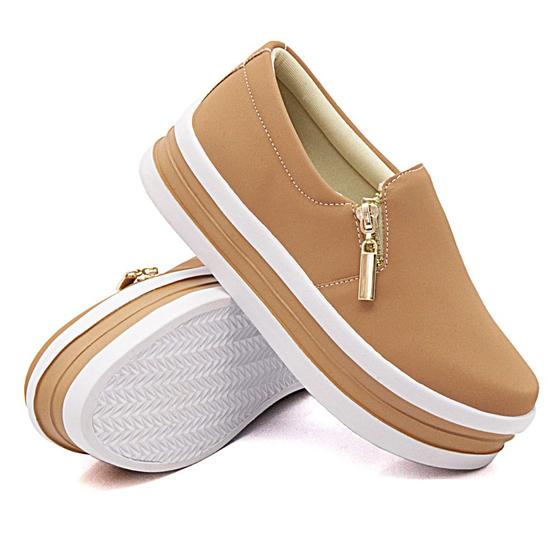 Imagem de Tênis Slip On Dk Shoes com Ziper Detalhe em Listra e Sola Borracha Robusta