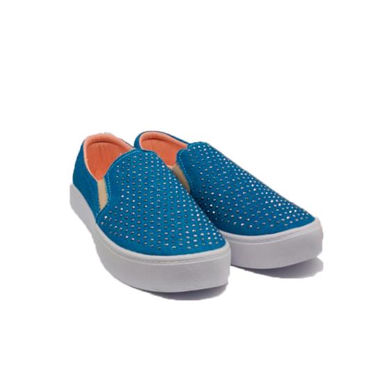 Imagem de Tenis Slip On Feminino Com Stras Brilhante Sapatenis Confort Hot Fix