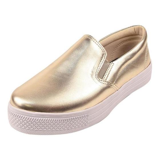 Imagem de Tênis Slip On Feminino Metalizado Liso Conforto Casual