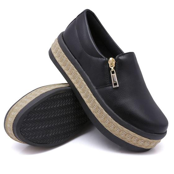 Imagem de Tenis Slip On Feminino Moda Casual Ziper Calce Facil e Sola Borracha Robusta Conforto